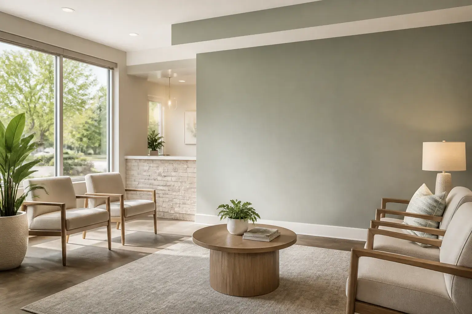 Calm Boise dental waiting area with open space and soft daylight